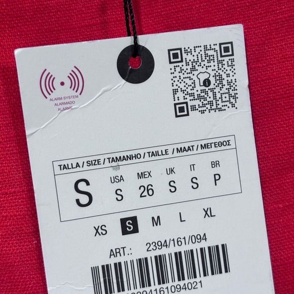 Zara Floral Pencil Skirt Red White Print Midi Linen Blend NWT Size S - Picture 6 of 6